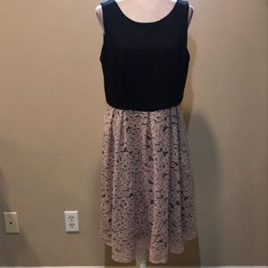 Julian Taylor Mixed Media Sleeveless Pink Lace Floral Rose Skirt w/Black Top-16